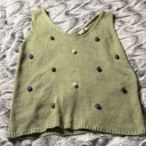 Blu Pepper Olive Knit Tank with Multicolor Accents
